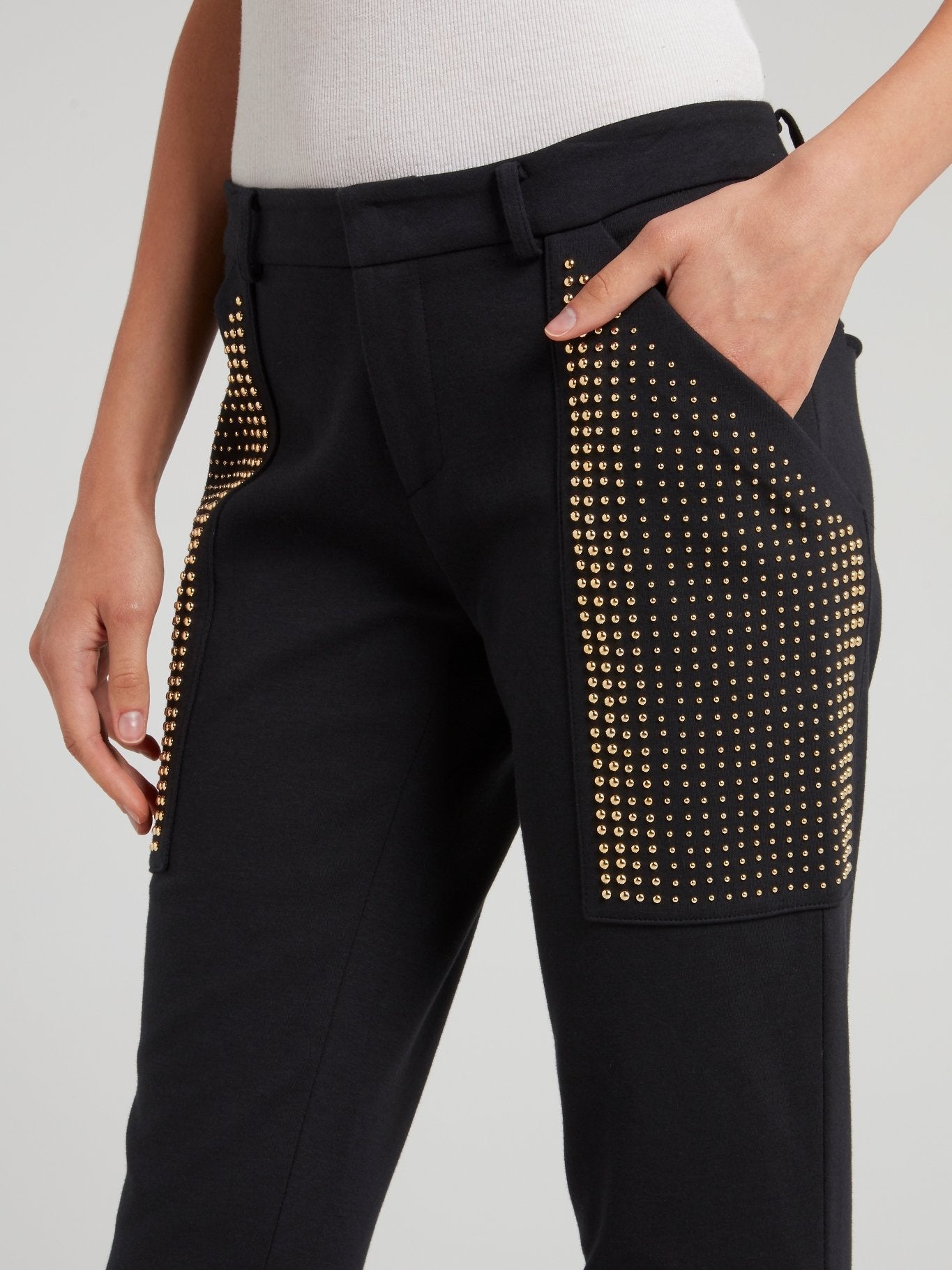 Black Embellished Cropped Pants