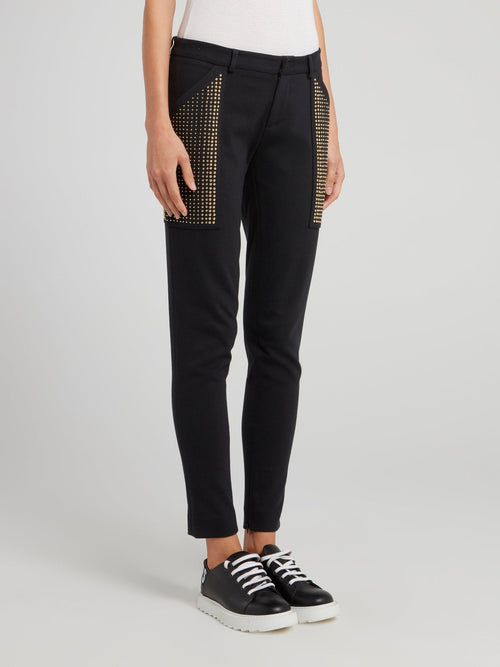 Black Embellished Cropped Pants