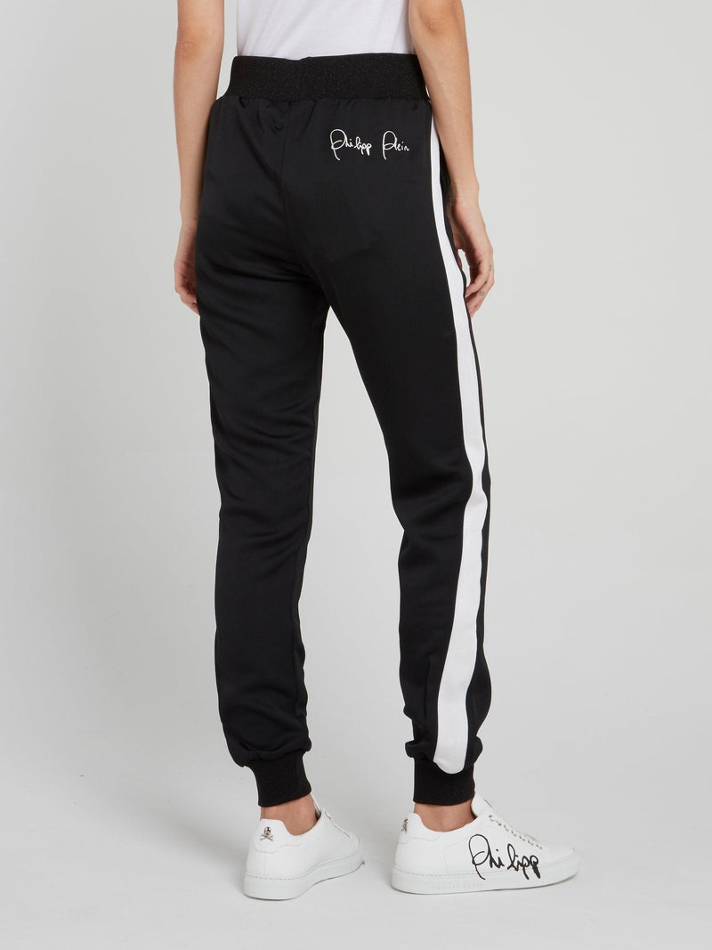 Black Embellished Logo Jogging Trousers