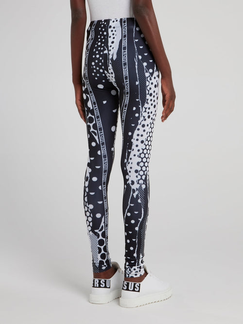 Logo Stripe Pattern Print Leggings