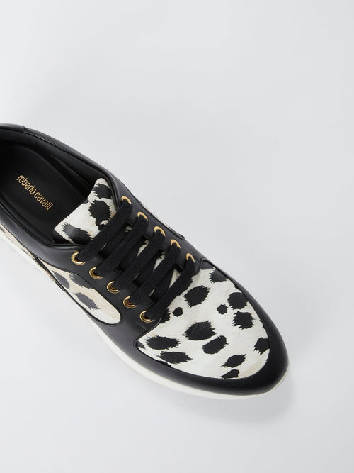 Leopard Panel Lace Up Sneakers