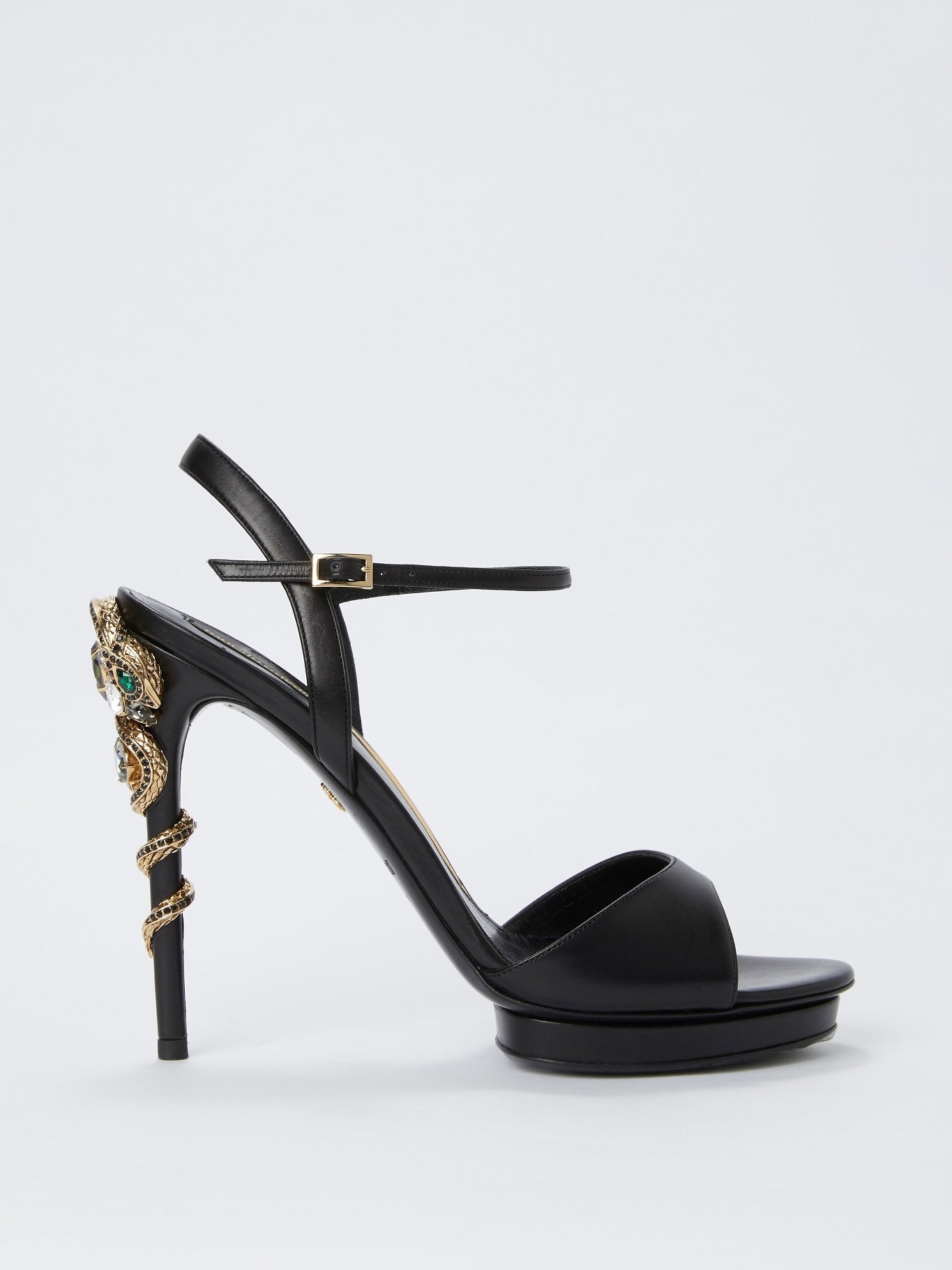 Black Snake Embellished Sandals