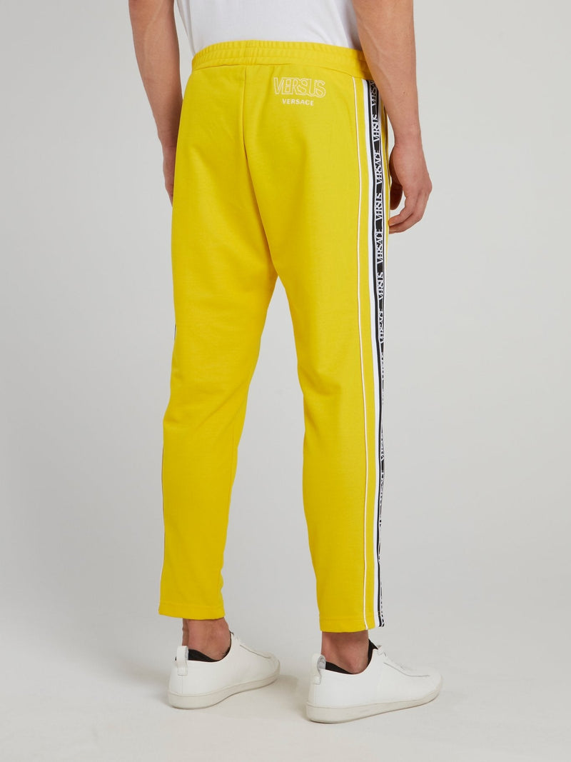 Yellow Ribbed Waistband Logo Sweatpants