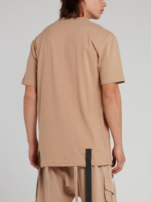 Beige Short Sleeve Crewneck T-Shirt