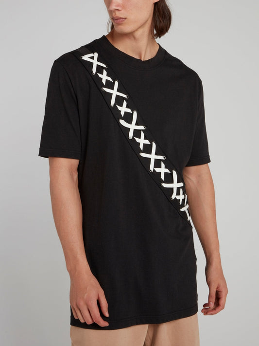 Black X-String Panel T-Shirt