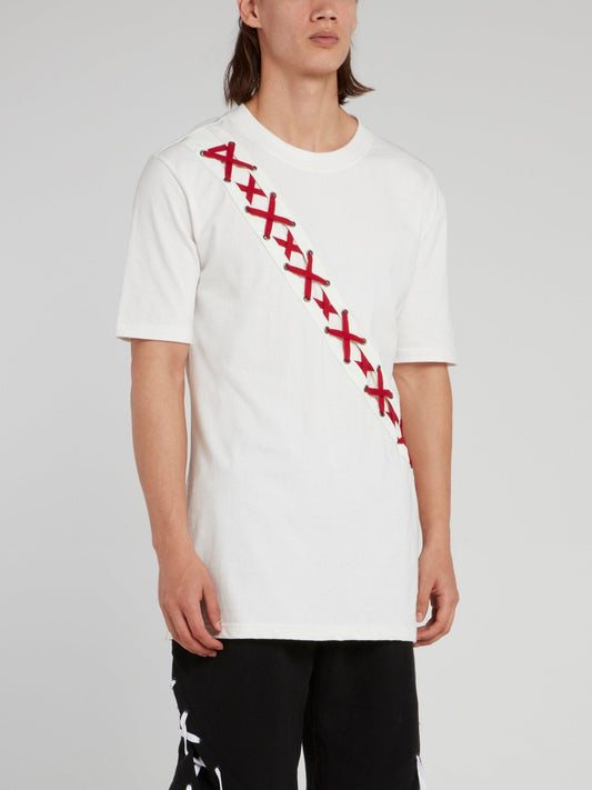 White X-String Panel T-Shirt