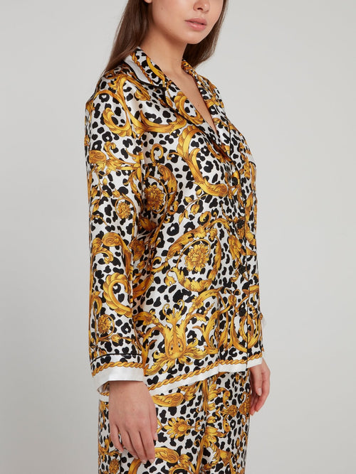 Baroque Leopard Print Silk Top