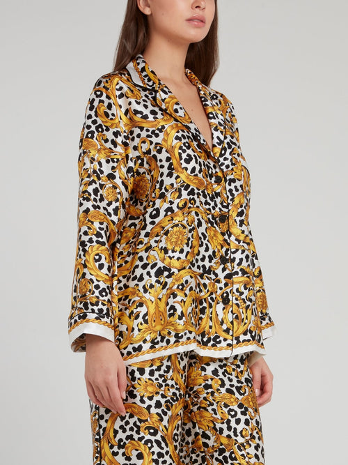 Baroque Leopard Print Silk Top