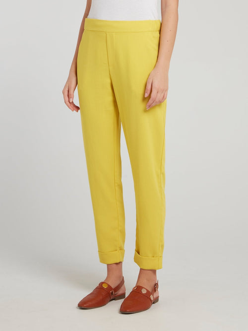 Yellow High Waist Tapered Pants