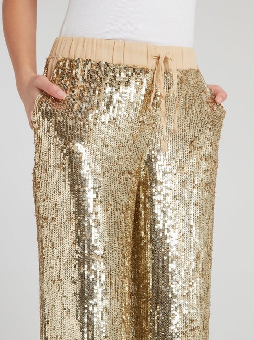 Gold Sequin Palazzo Pants