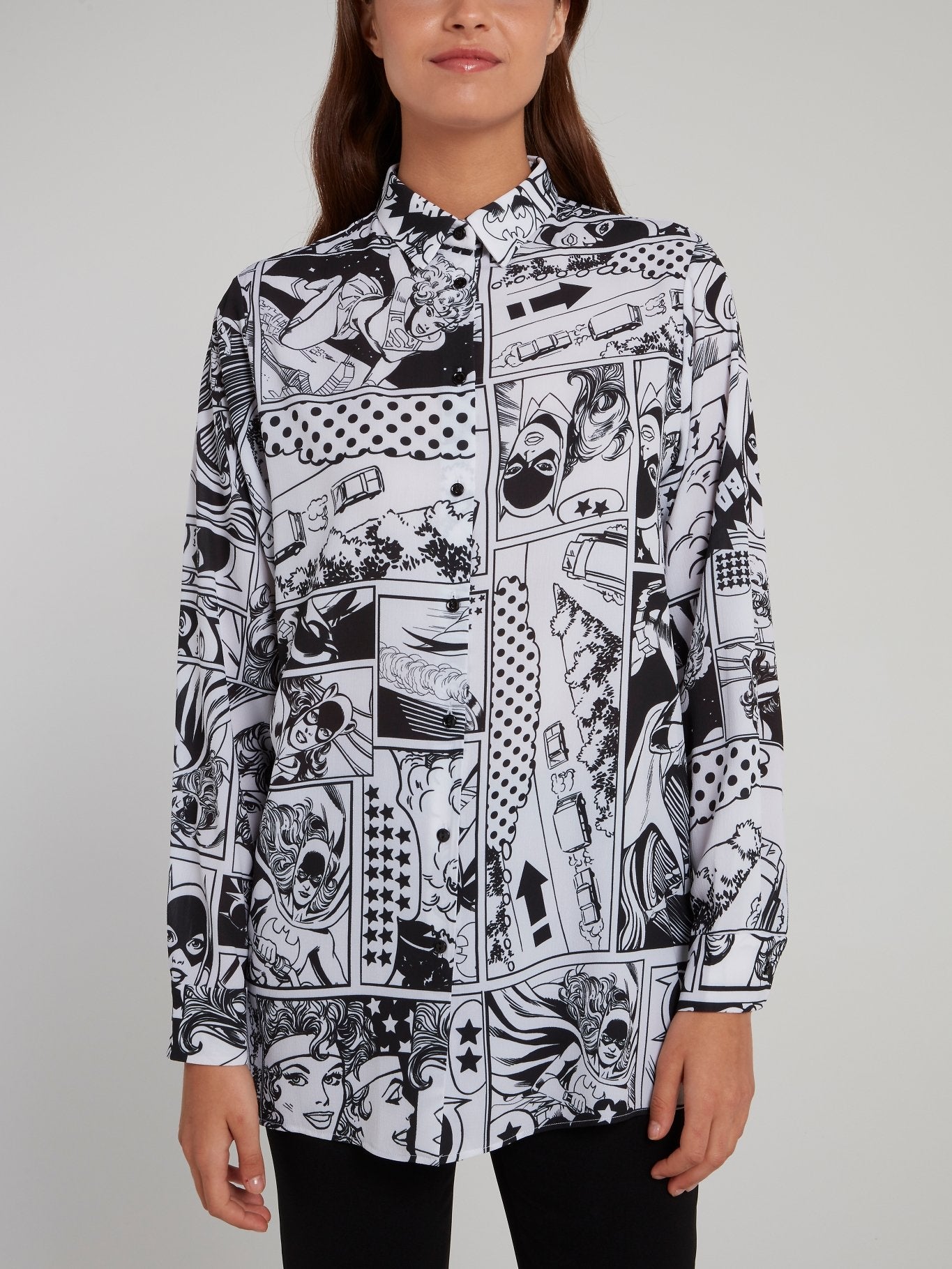 Comic Print Button Up Shirt