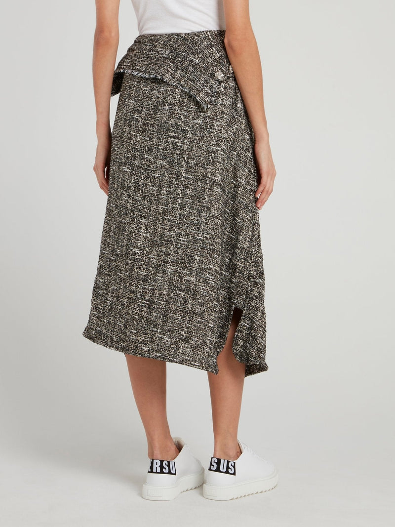 Grey Frayed Tweed Shirt Skirt