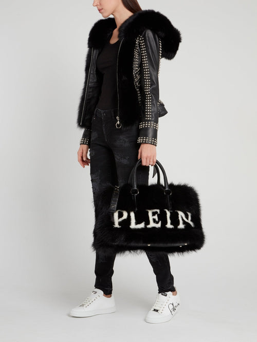 Black Fur Travel Bag