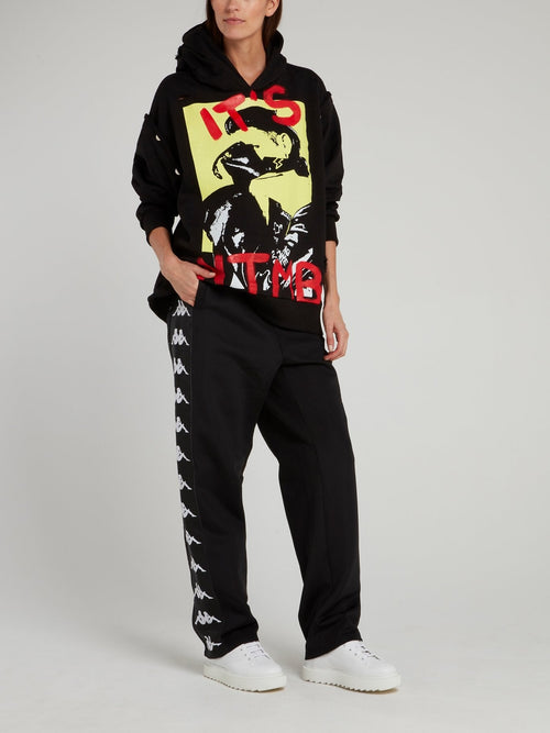 Black Kappa Interlock Jogging Pants