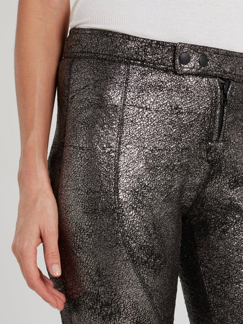 Metallic Leather Running Pants