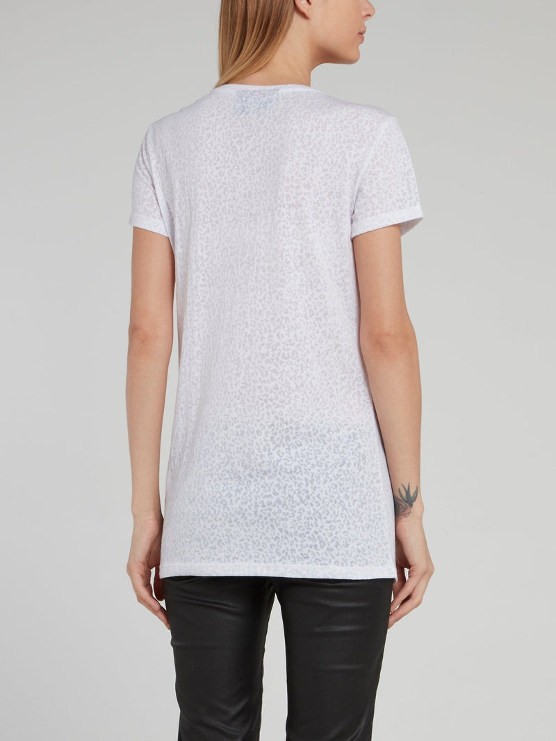 White Leopard Mesh Statement T-Shirt