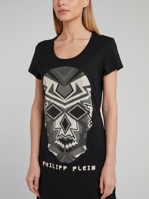 Studded Skull Scoop Neck Shirt