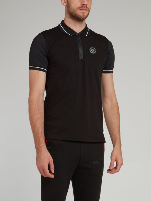 Striped Edge Rear Print Logo Polo Shirt