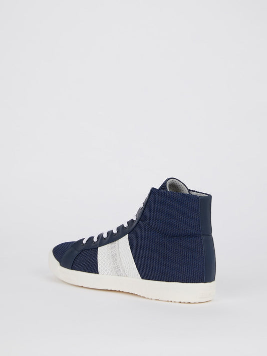 Navy Mesh High Top Sneakers