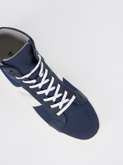 Navy Mesh High Top Sneakers