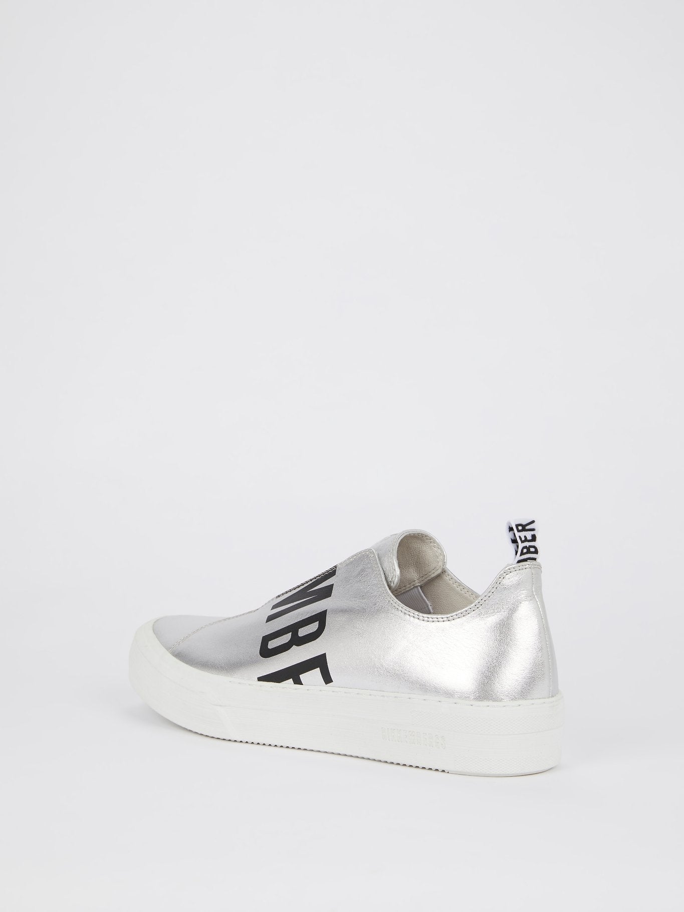 Silver Logo Slip On Sneakers