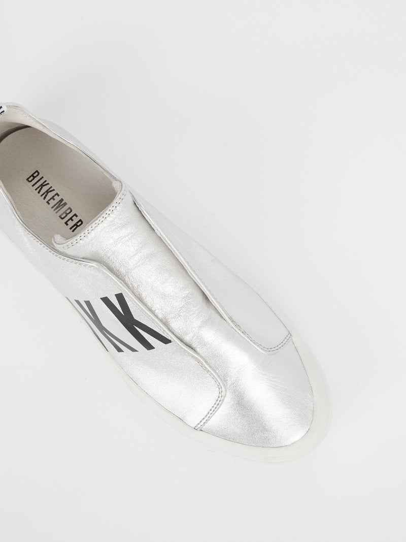 Silver Logo Slip On Sneakers