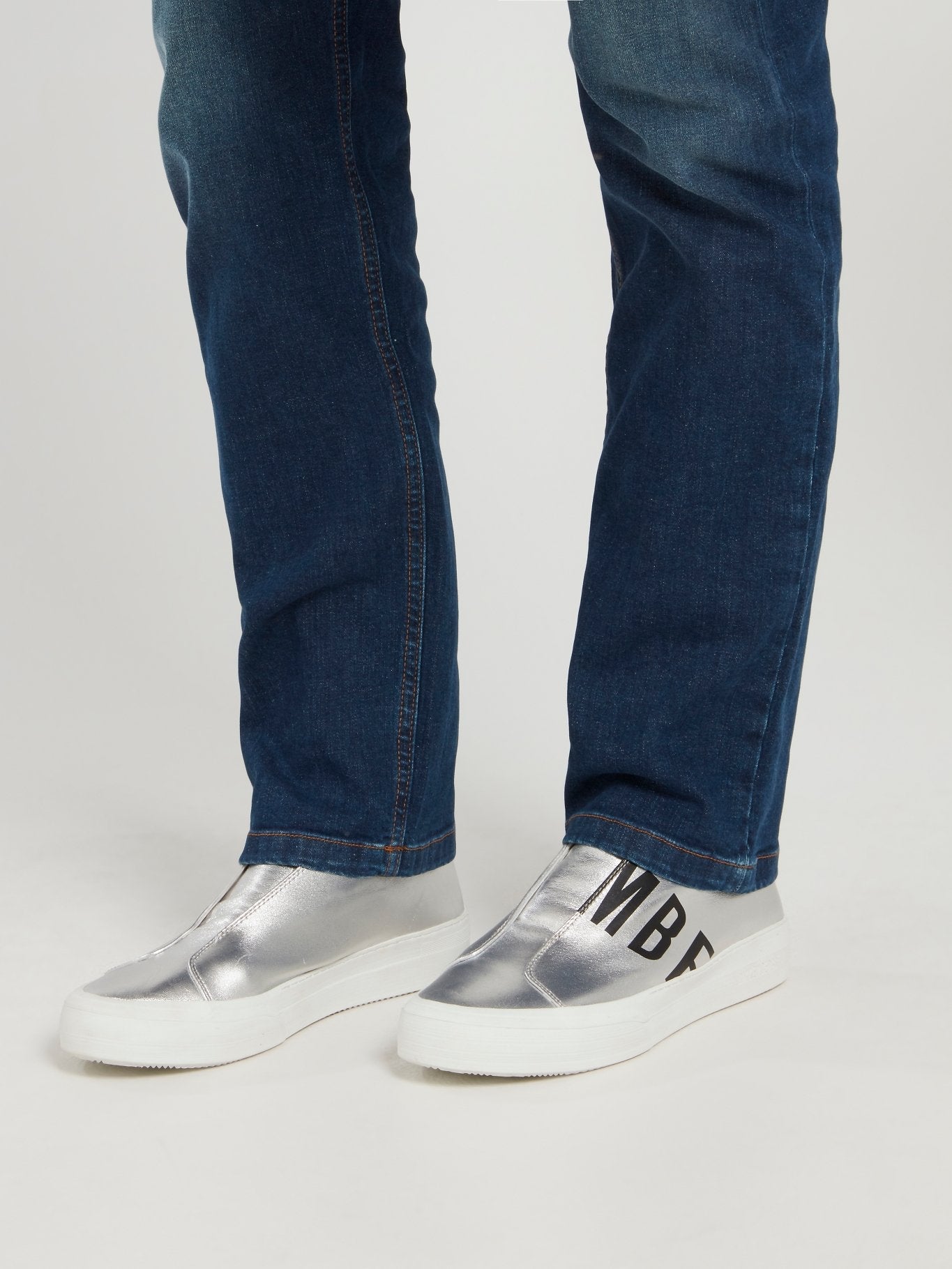 Silver Logo Slip On Sneakers