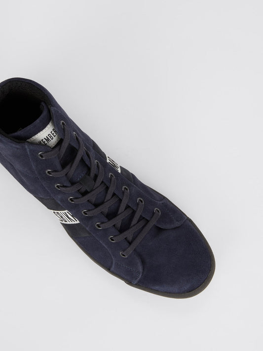 Navy High Top Suede Sneakers