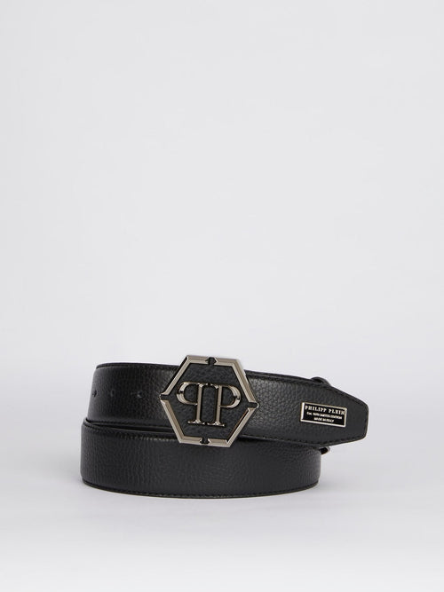 Logo Buckle Calf Leather Belt