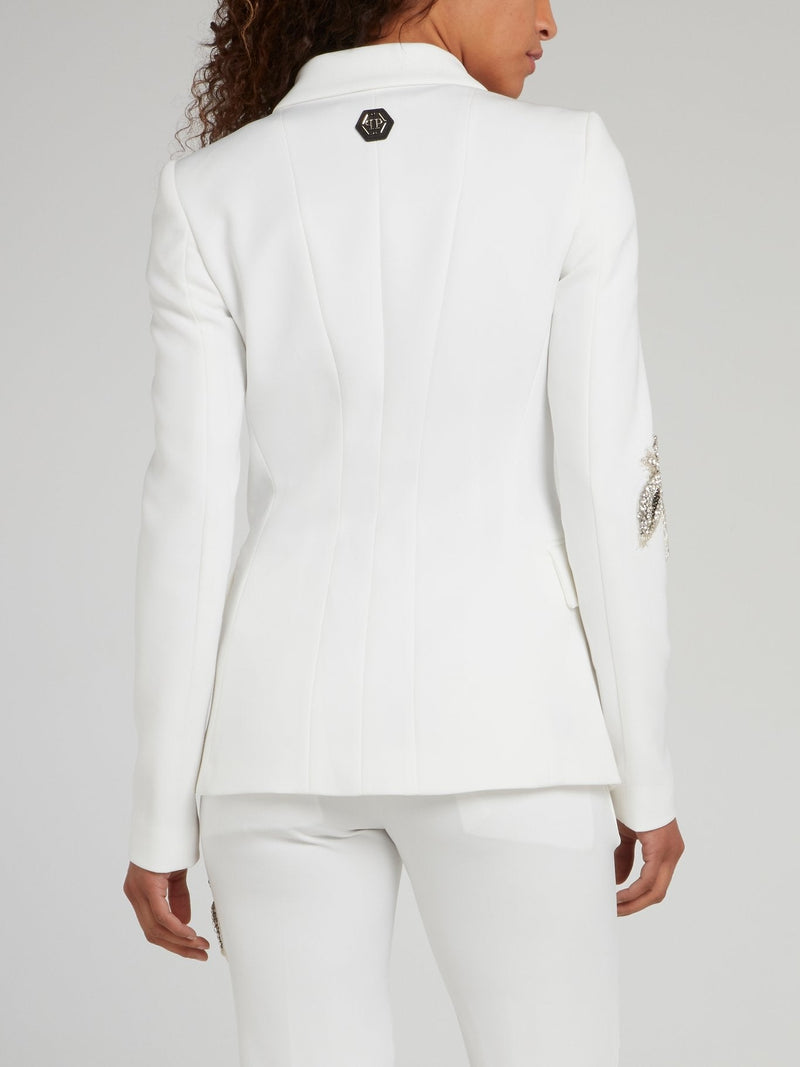 Aloha Plein White Embellished Blazer