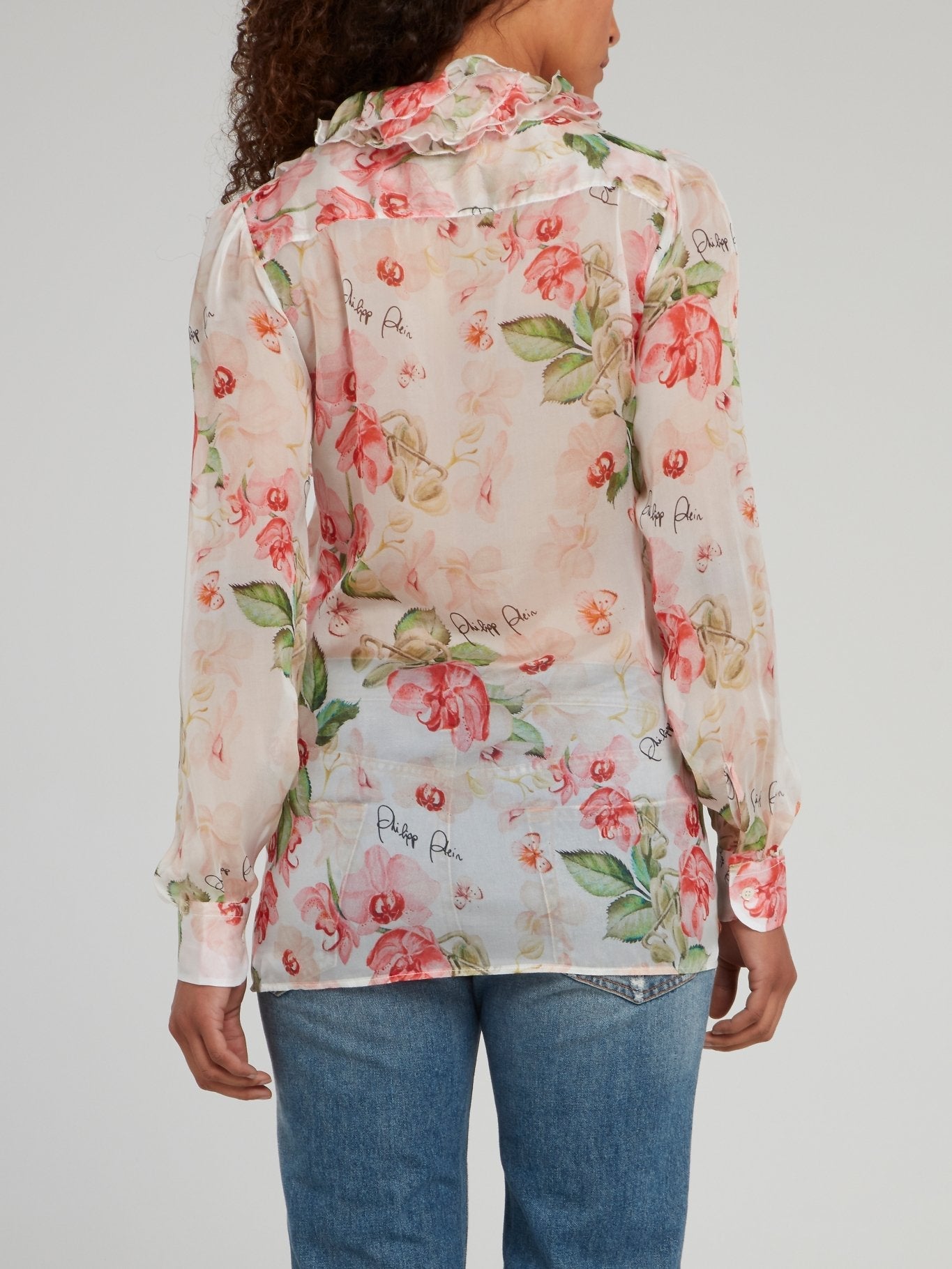 Floral Cascade Silk Blouse