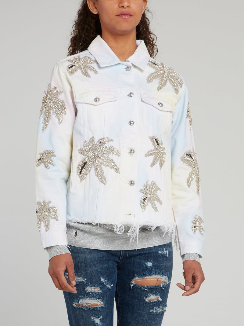 Aloha Plein Studded Frayed Denim Jacket