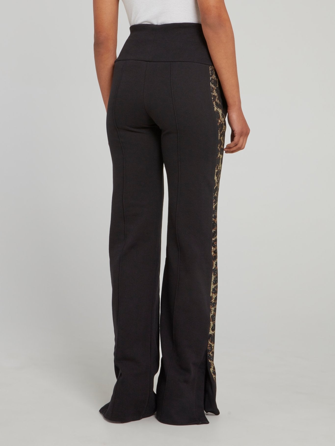 Leopard Side Stripe Flared Track Pants