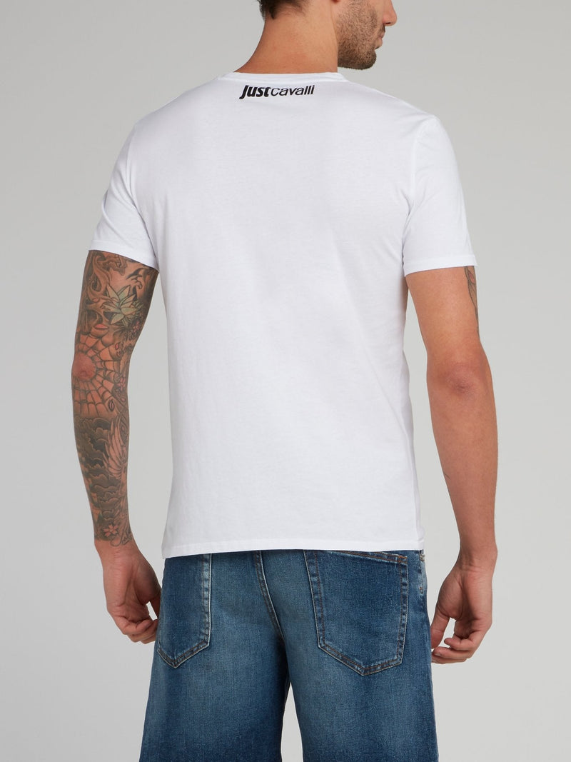 White Sculpture Print Cotton T-Shirt