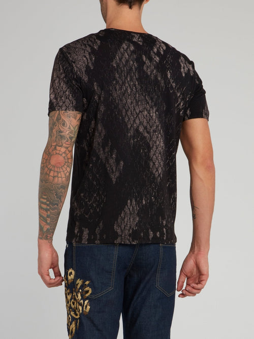 Black Snake Effect Cotton T-Shirt