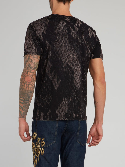 Black Snake Effect Cotton T-Shirt