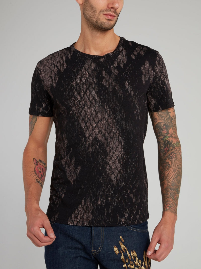 Black Snake Effect Cotton T-Shirt