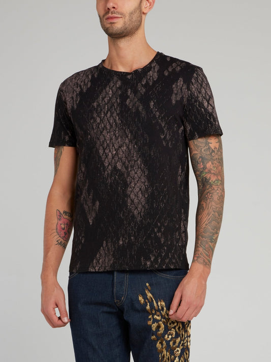 Black Snake Effect Cotton T-Shirt