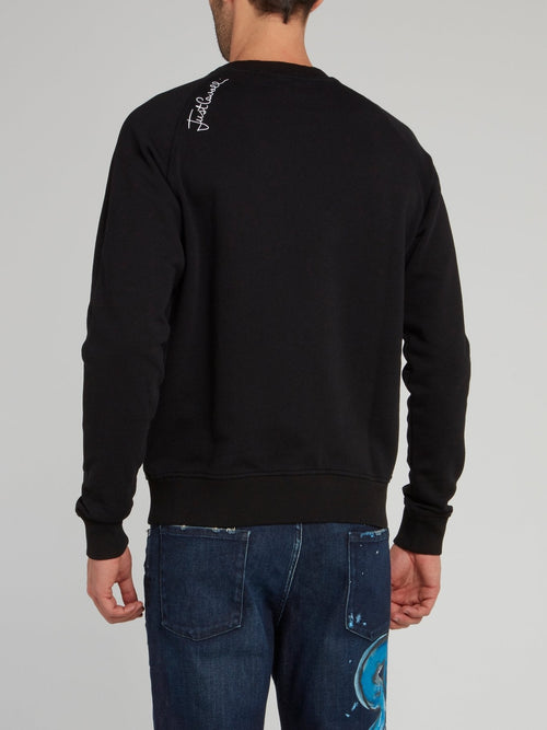 Black Snake Effect Embellished Sweatshirt