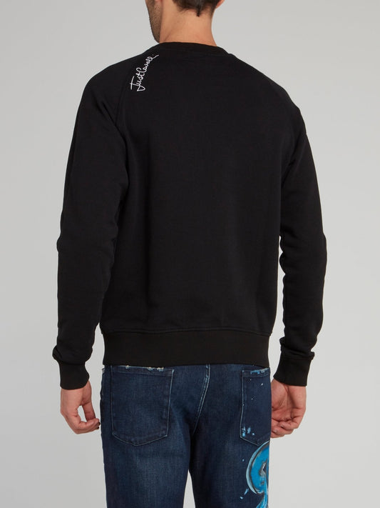 Black Snake Effect Embellished Sweatshirt