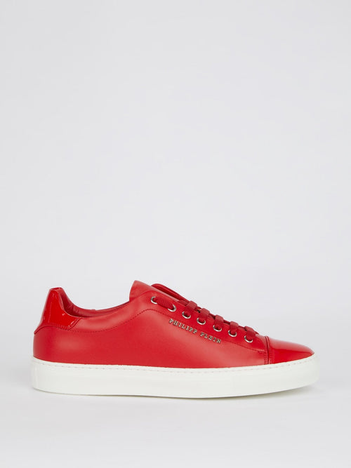 Red Patent Leather Heel and Toe Patch Sneakers