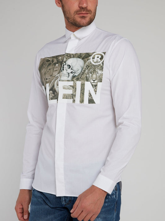 Jungle Print Logo Long Sleeve Shirt