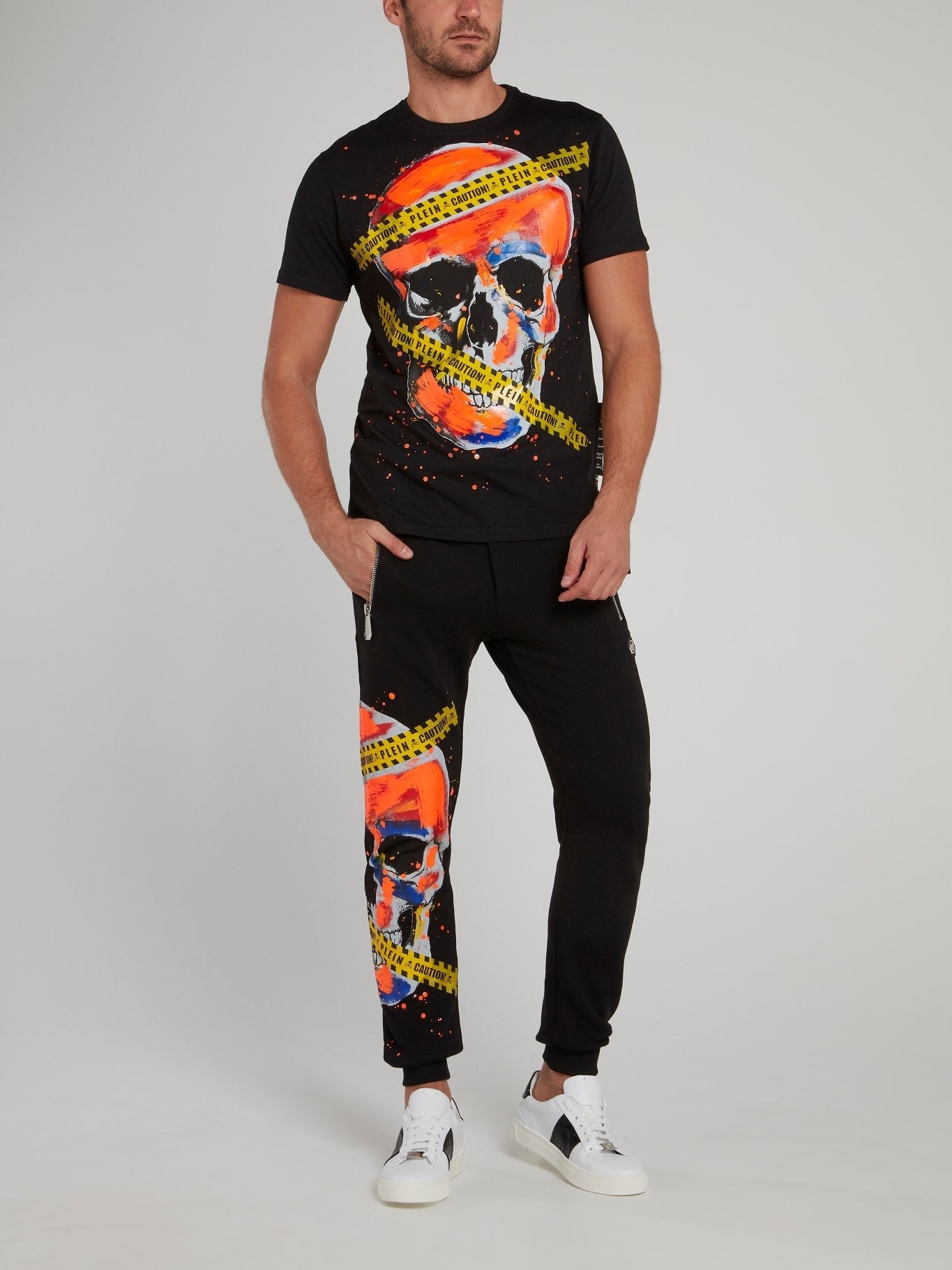 Painted Skull Tape Logo Track Pants