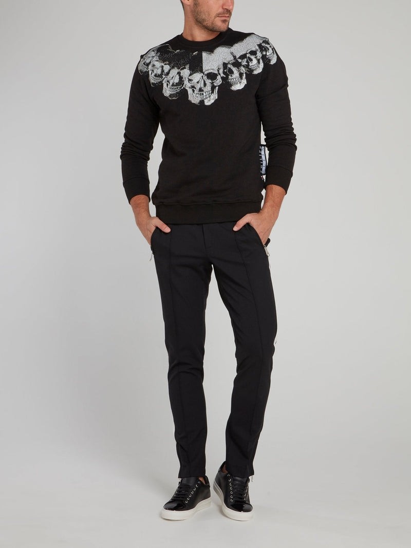 Black Studded Skull Sweatshirt