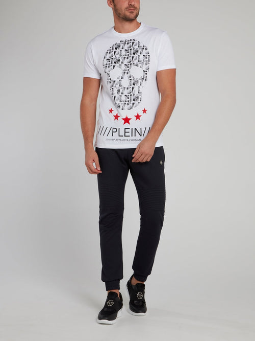 Aloha Plein White Skull Print Logo T-Shirt