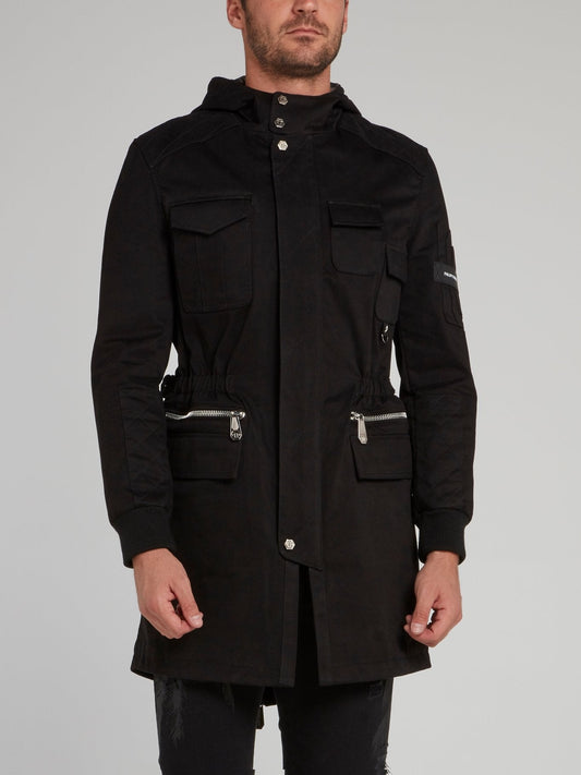 Black Belted Hooded Parka