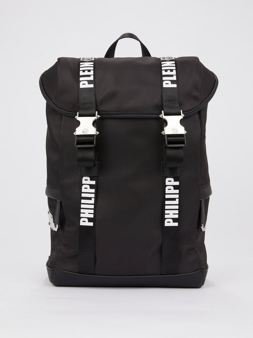 Black Logo Strap Buckle Rucksack