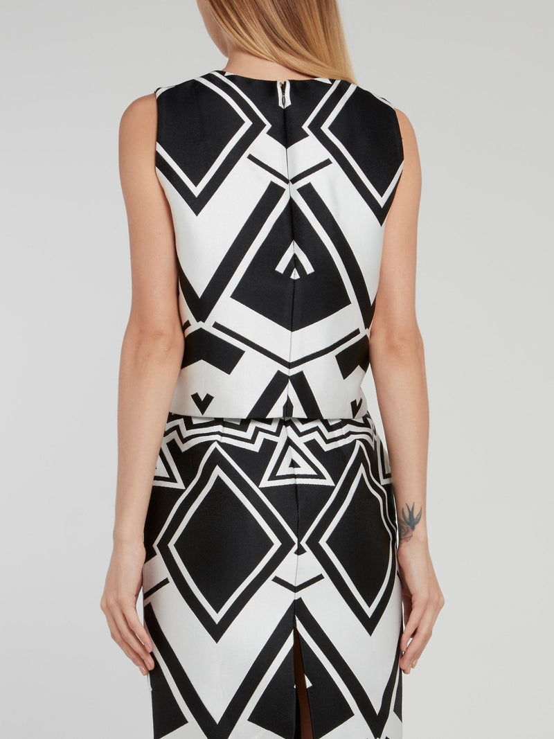 Geometric Sleeveless Cropped Top