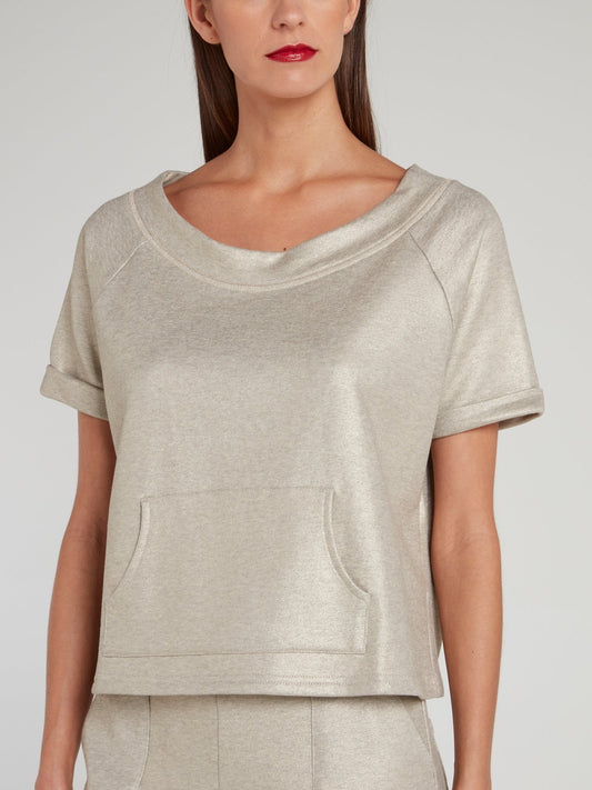 Gold Coated Scoop Neck Cotton Top