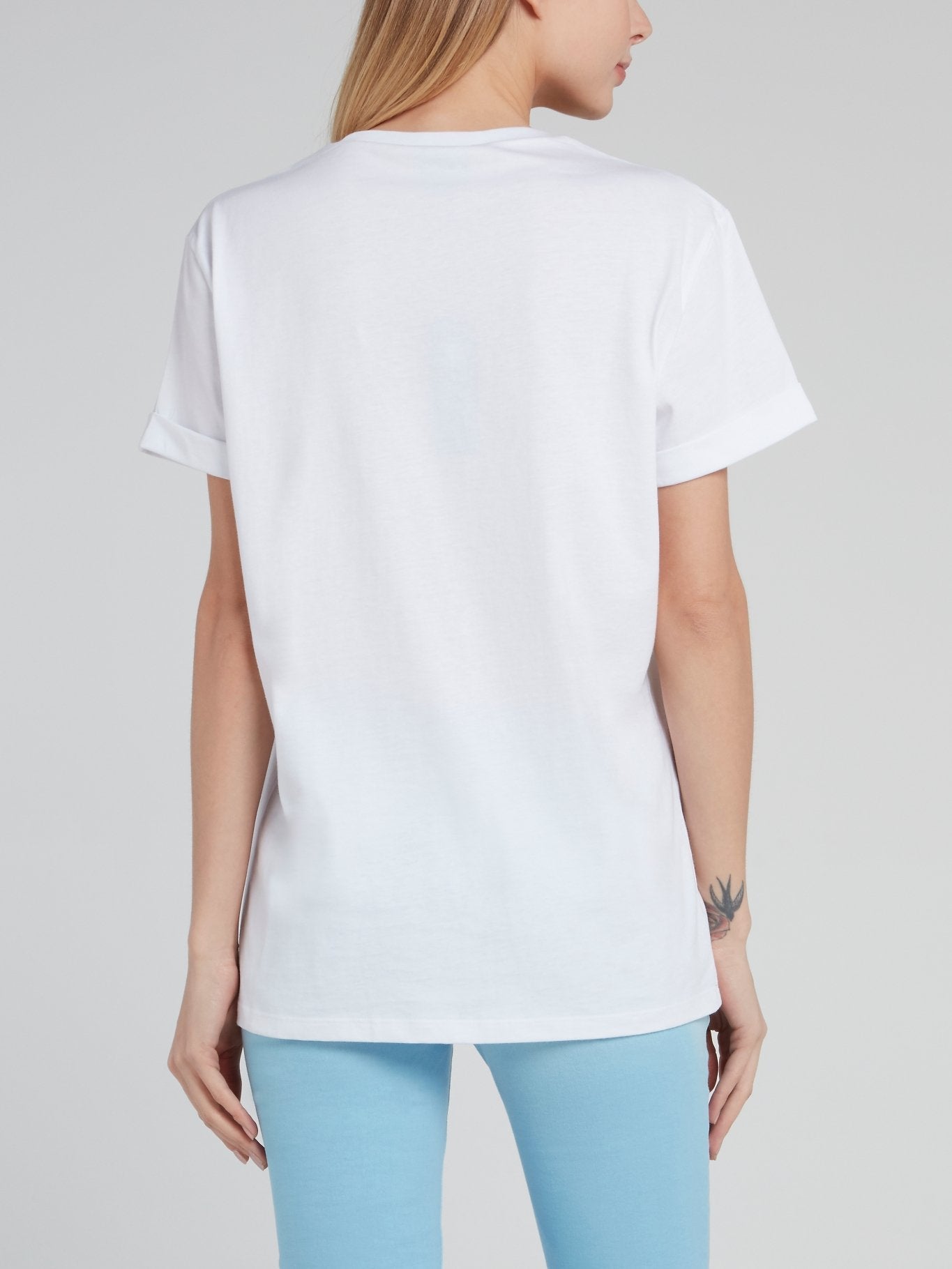 White Studded Snake Logo T-Shirt